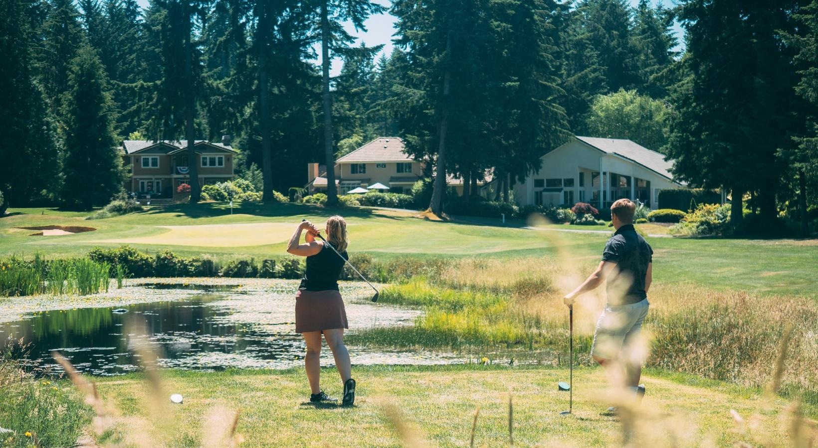 Everything you need right at your fingertips a man and woman playing golf